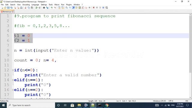program to print fibonacci sequence|python Interview questions|python forbeginners|pythonprogrammin