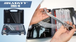 Распаковка набора комбинированных ключей с трещоткой и шарниром размеры 8-19 CRGS-16 | HASKYY