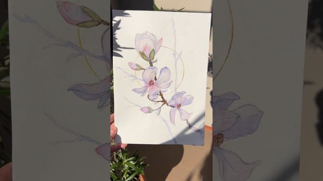 Watercolor Magnolia Sketch 🌸✨ #WatercolorArt #FloralSketch #MagnoliaDrawing