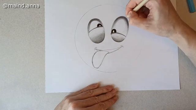 Как нарисовать смайлик эмодзи 3Д простым карандашом смотреть онлайн