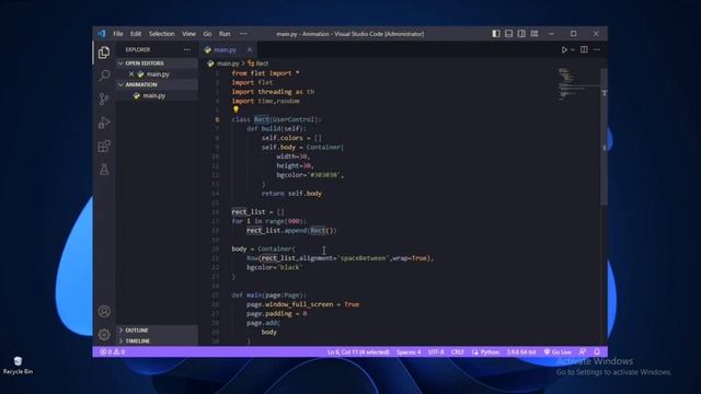 python flet background animation lights