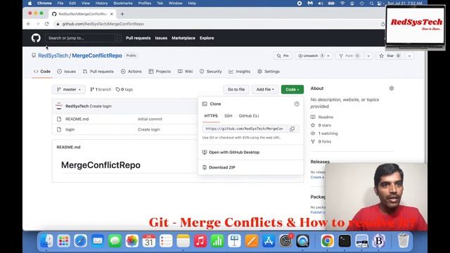 #18 Git Merge|Merge conflict|Git merge conflict tutorial|Github merge conflict|Git|Github|RedSysTec смотреть онлайн