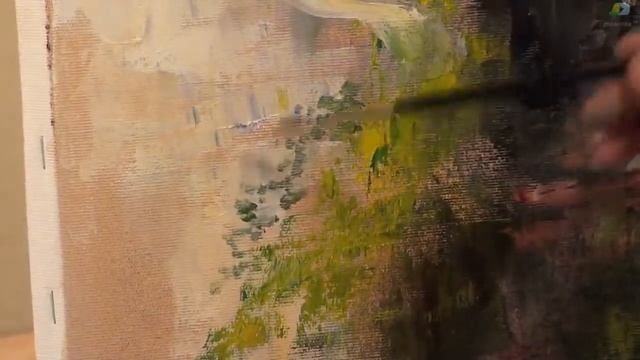 Масляная живопись  Балкон, цветы смотреть онлайн