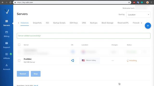 ProfitBot –  Создание сервера/Settin up the server