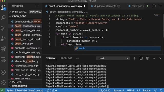 Code 13: Count Consonants and Vowels in a string | 365 days of Code смотреть онлайн