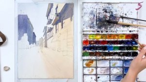 Рисунок. Акварель. Архитектура. Город днем-2