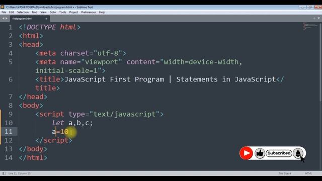 How to write first JavaScript program | Javascript Statements in hindi