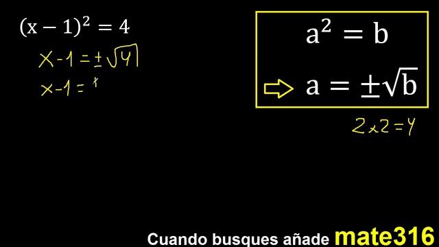 (x-1)^2=4 . Ecuacion cuadratica con parentesis igual a un numero , segundo grado смотреть онлайн