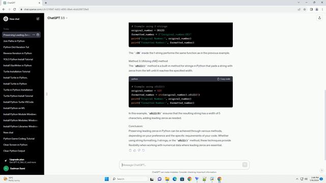 how to keep leading zeros in python