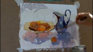 Живописный натюрморт на пленэре. Этюд гуашью. 水粉畫