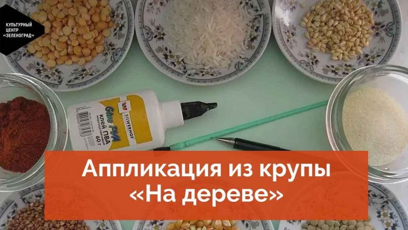 Аппликация из крупы «На дереве»