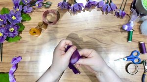 How To Make Easy Nylon Stocking Flower Step By Step ( Purple Flower With Bird )