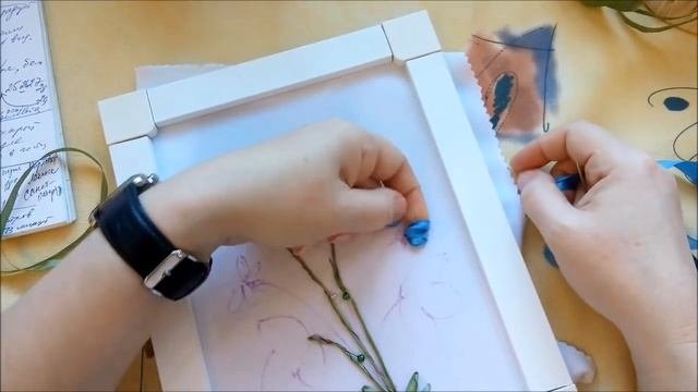 МК. Вышиваем мимозу и печеночницу. Часть 3. Печеночница 1.