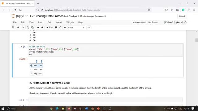 Lec-2 Data Frames | DIFFERENT WAYS OF CREATING DATA FRAMES IN PANDAS #pandaspythontutorial #python