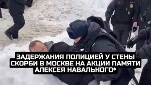 Задержания полицией у Стены скорби в Москве на акции памяти Алексея Навального*