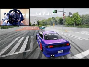 Дрифт в Японии на nissan silvia s14|Игровой руль|Assetto Corsa