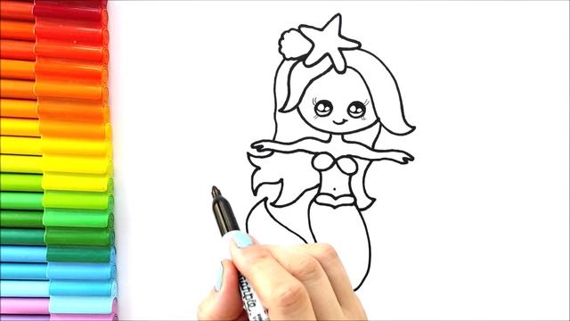 Рисунок русалки с розовыми волосами! Милый рисунок русалки - Как нарисовать русалку смотреть онлайн