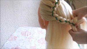 ? Четырехпрядная коса змейка?Прическа с лентой
