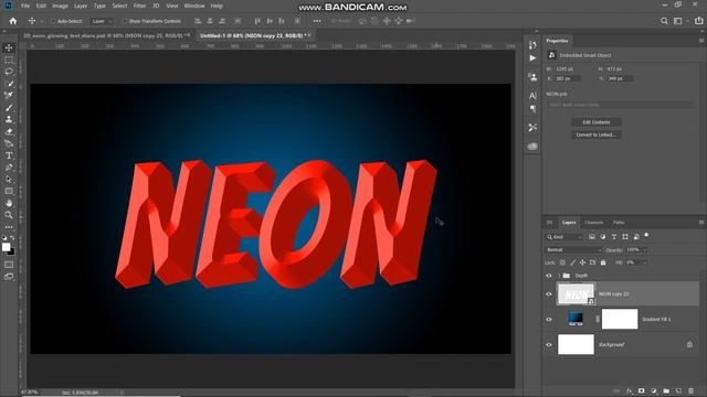 3D NEON GLOW TEXT EFFECT | PHOTOSHOP EFFECT | PHOTOSHOP TUTORIAL