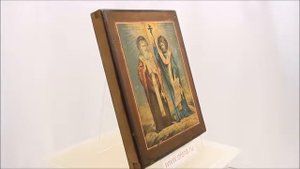 Купить икону - старинная печатная икона святые Кирилл и Мефодий - купить икону в интернете. OFP0014