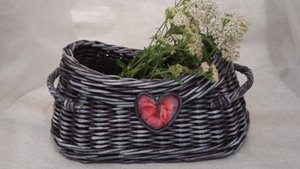 МК. Овальная Серая корзина из бумажной лозы. #58