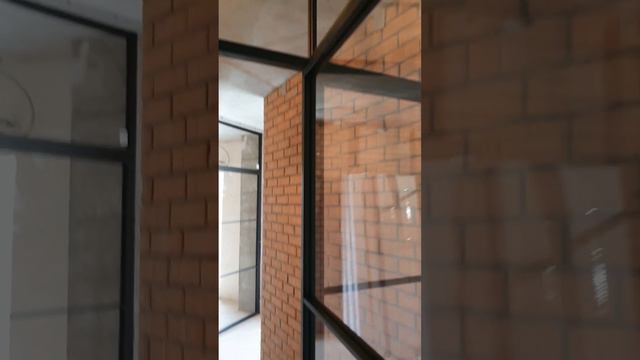 LOFT перегородка офис (распашные двери с дизайнерскими стальными ручками)