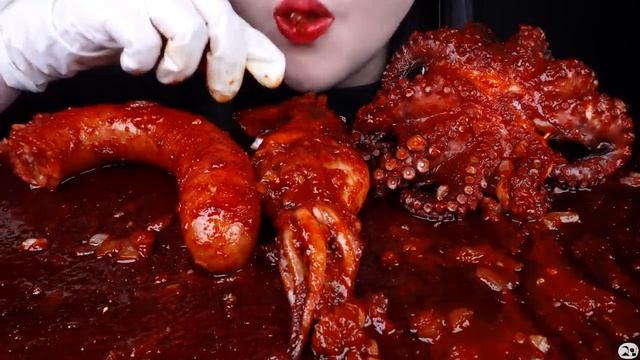 ASMR SPICY SEAFOOD, 해물찜 먹방, OCTOPUS, SQUID, SHRIMP, ABALONE, 주꾸미, 소세지, 문어 먹방MUKBANG, 불닭 EATING SHOW
