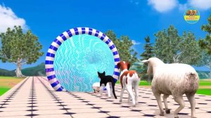 Paint Animals Gorilla Cow Tiger Lion Elephant Cat Duck Cartoon Fountain Crossing Animal Cartoon