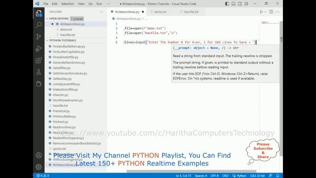 #139 Python Read Even or Odd Lines Rows From File and Write Into Another  .py Tutorial