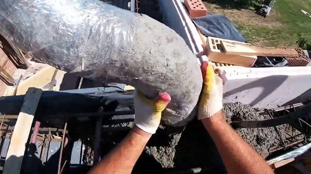 Заливка армопояса с бетононасоса 1часть