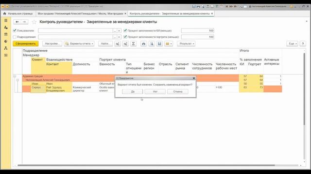 Показатели для управления клиентской базой в 1С:CRM 3.0
