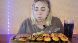 ЗАПЕЧЕННЫЕ СУШИ РОЛЛЫ МИДИИ  АСМР МУКБАНГ | SUSHI ROLLS MUSSELS ASMR MUKBANG eating show | 먹방