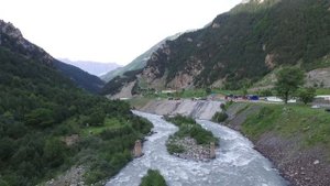 Кавказский хребет река Ардон (Северная Осетия) съемка с дрона.