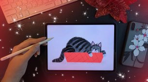 Рисую спящего кота ✦ Как нарисовать кота