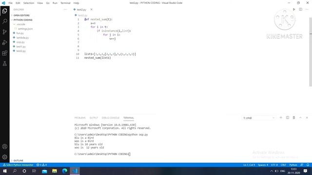 How to calculate sum of items of nested list in Python | Coding with Fun | Python programming