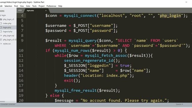 Login Program in PHP and MySQL
