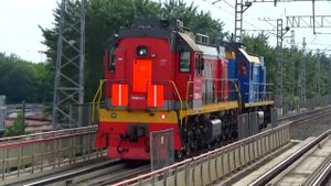 Два тепловоза ТЭМ18Д-132 + ТЭМ18ДМ-1448 из Октябрьской ЖД на МЦК!