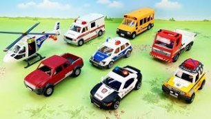 Полицейская машина Скорая помощь Грузовик Самосвал - новые игрушечные видео - police cars for kids