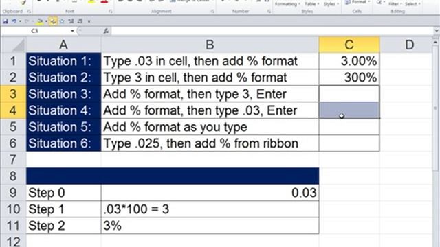 Office 2010 Class #32 Excel Percentage Number Format 6 Examples смотреть онлайн