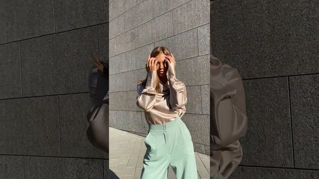 Блуза Камилла бежевый и брюки палаццо Оливка смотреть онлайн