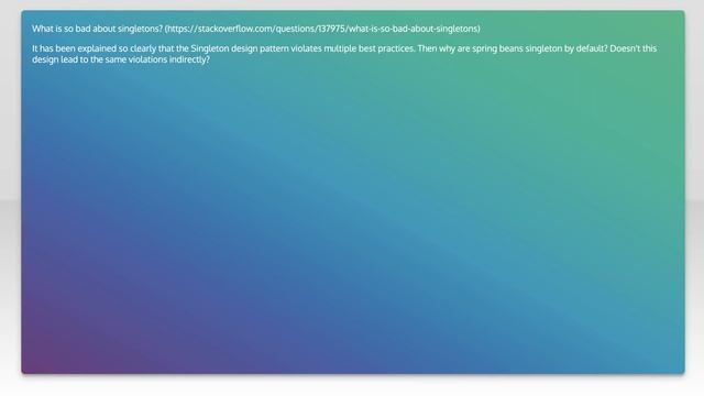 If singleton is bad!! why spring bean are singletone by default смотреть онлайн