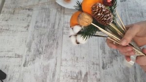 Как сделать букет из мандаринов / мандарин? Букет из фруктов. Новогодний букет своими руками. Diy