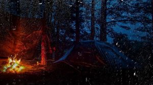 Засыпай с дождём в палатке с костром. Далёкий гром. Звуки дождя в палатке для сна, медитации, учёбы