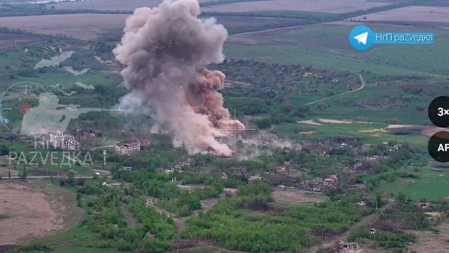 Прилёт четырёх крылатых ФАБов по месторасположению всушников в Новокалиново