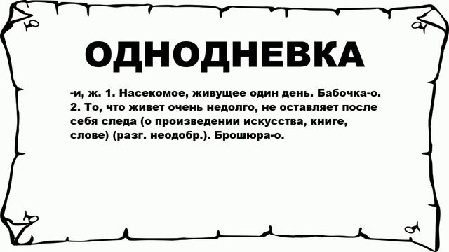 ОДНОДНЕВКА - что это такое? значение и описание смотреть онлайн