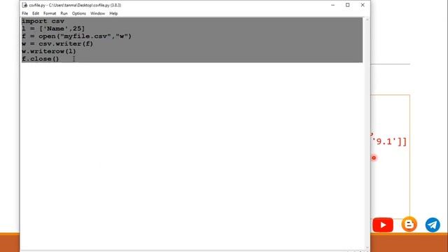 Python File Handling : CSV File (writer(), reader())