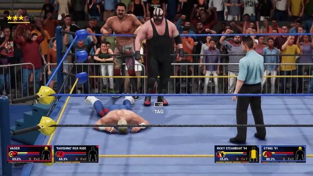 WWE 2K19 - Early 90s WCW Tag Team Wrestling - Sting/Ricky Steamboat vs Rick Rude/Vader смотреть онлайн