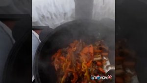 Ковурма или жаренная шурпа в казане. Kovurma or fried shurpa in a cauldron