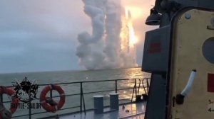 Пуск Калибров с подводной лодки Варшавянка в Черном море.