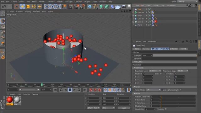 Урок Cinema 4D - инструменты модуля Mograph, Rigid Body, Collider